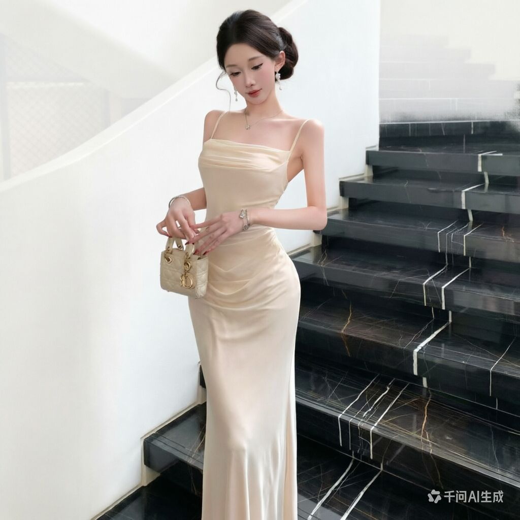 Women Formal Wear Xxl - Vestido de Malha Bege Chique, Elegante