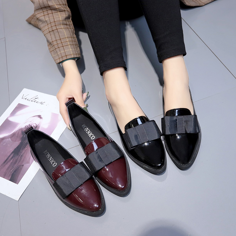 Women Formal Wear For Summer - Sapatos de Couro Sintético Preto/Vermelho Vinho