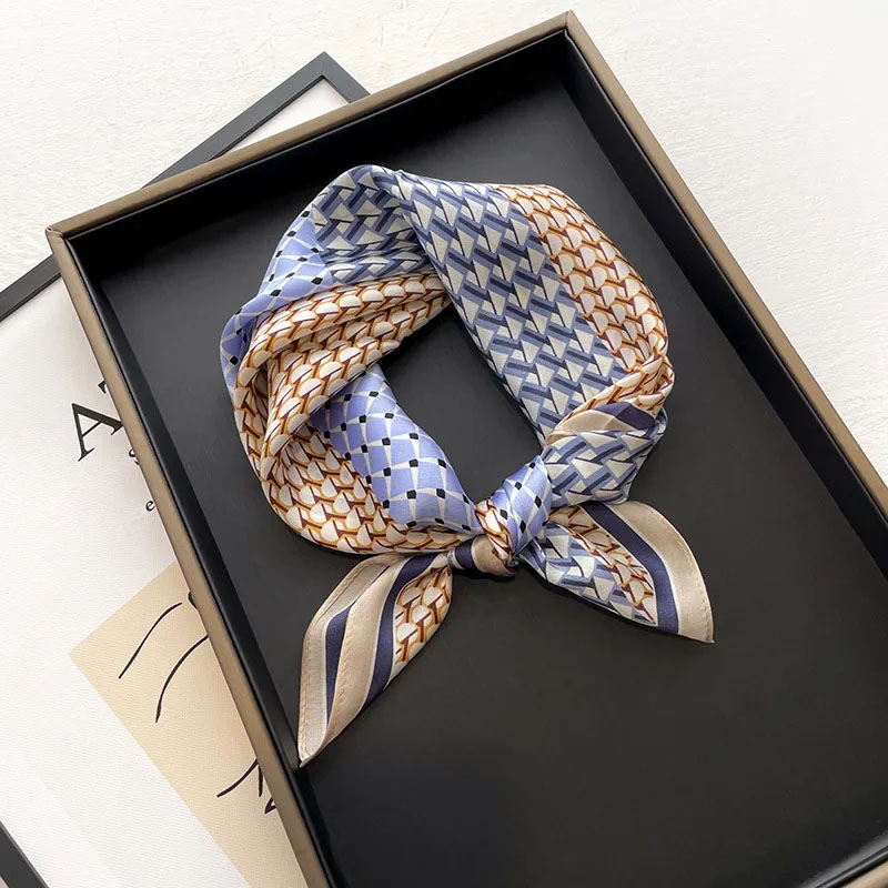 Scarf Silk Neck - Lenço de seda estampado para mulheres,