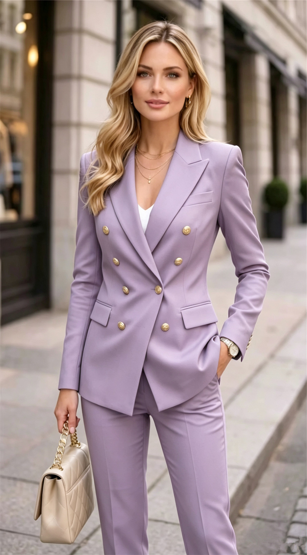 Blazer Set Women Formal - Conjunto Feminino de 2 Peças Lavanda