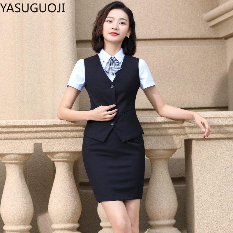 Women Formal Wear Vest - YASUGUOJI-Colete fino com decote em v