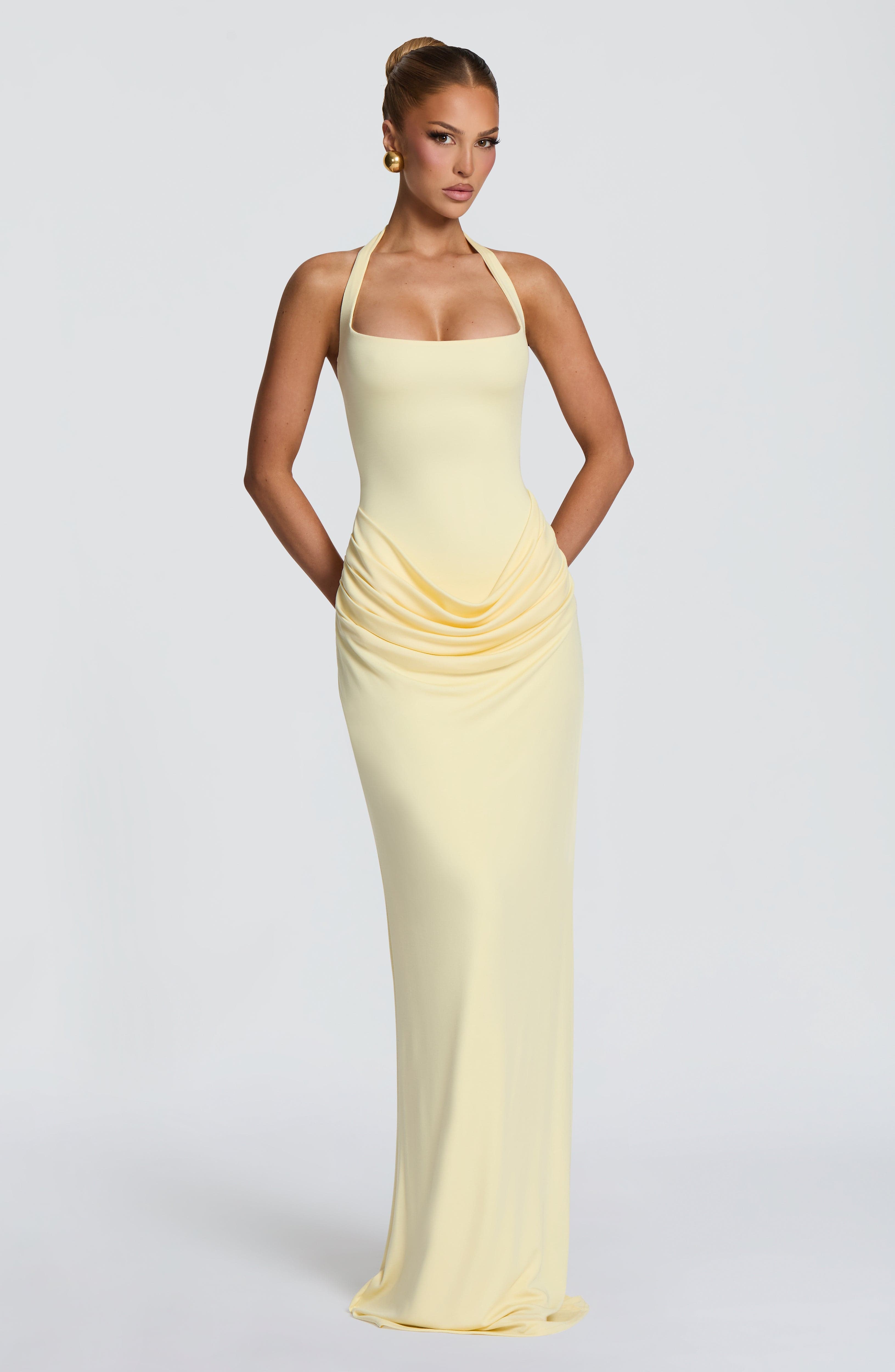 Women Formal Wear For Wedding - Vestido Longo Sereia Elegante com Decote