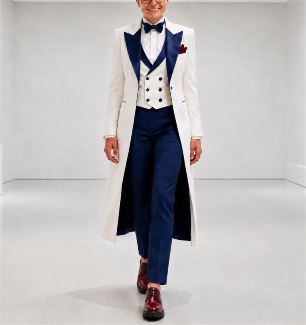 Women Formal Wear For Wedding - Jaqueta Feminina Azul Marinho e Branca,
