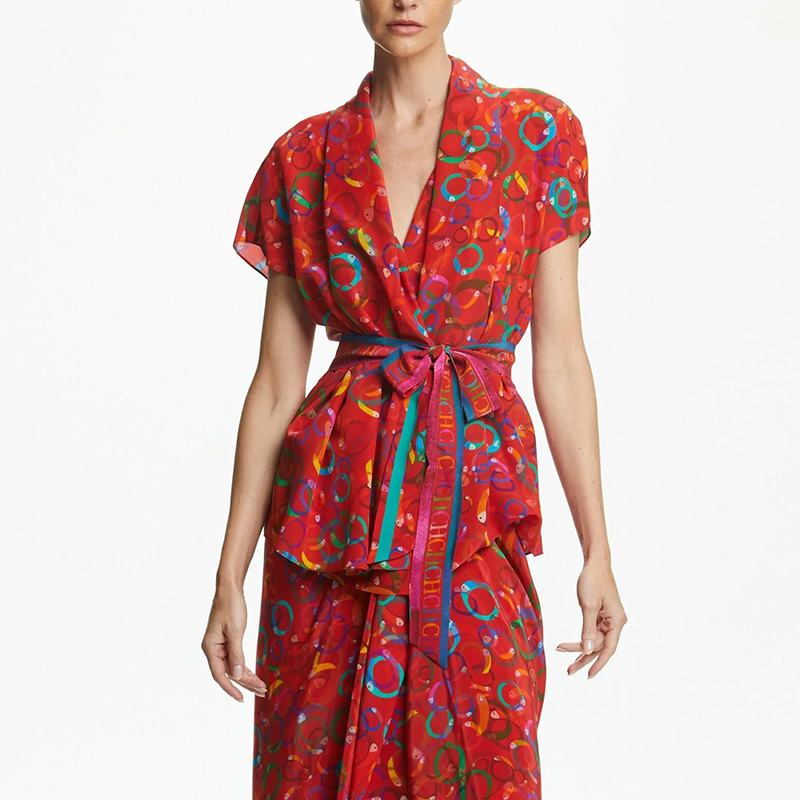 CHCH-Blusa vermelha com estamp - Women'S Work Fashion avaliação e preço
