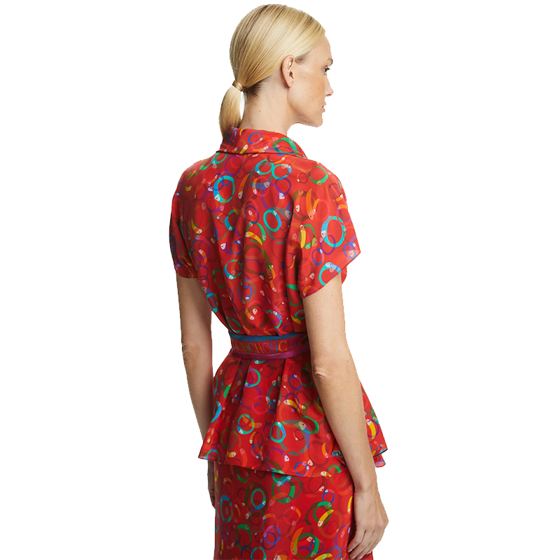 CHCH-Blusa vermelha com estamp - Women'S Work Fashion avaliação e preço
